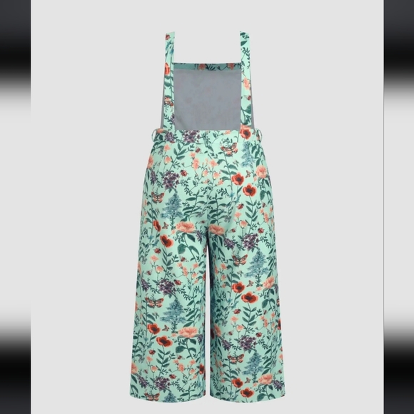Cider Floral Retro CorduroyJumpsuit in Minty Green Plus 12/14 - Picture 2 of 7